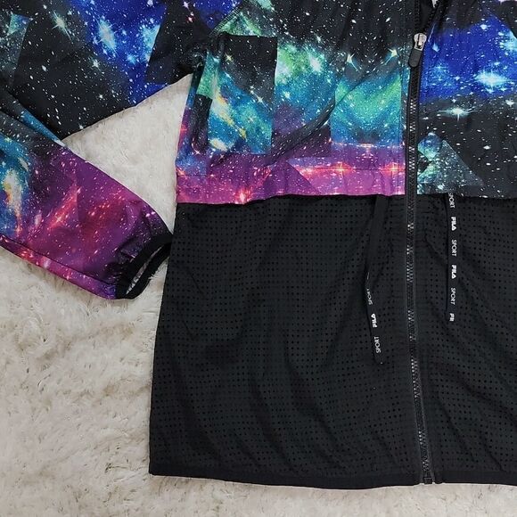 FILA SPORT BLACK GALAXY NEBULA ACTIVE RUNNING WINDBREAKER, SIZE MEDIUM - Picture 5 of 8